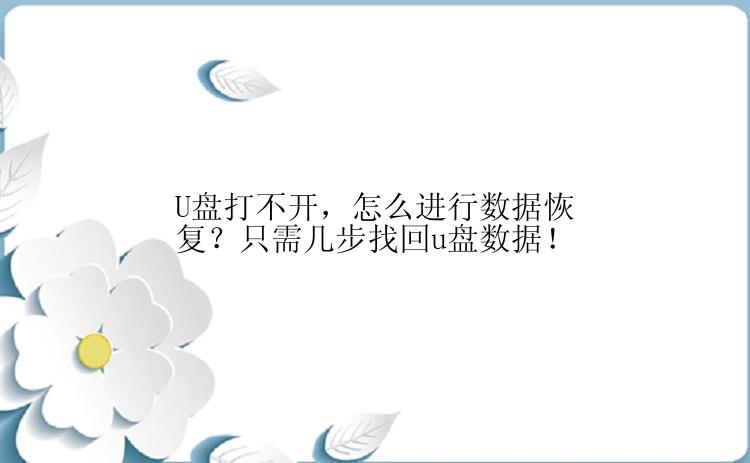 U盘打不开，怎么进行数据恢复？只需几步找回u盘数据！