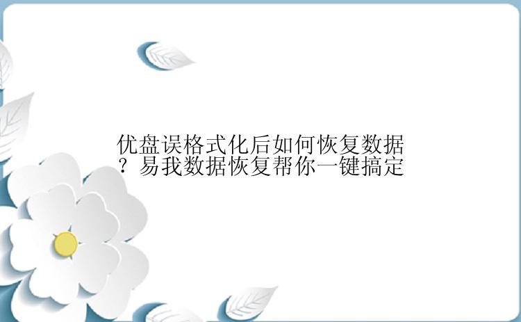 优盘误格式化后如何恢复数据？易我数据恢复帮你一键搞定