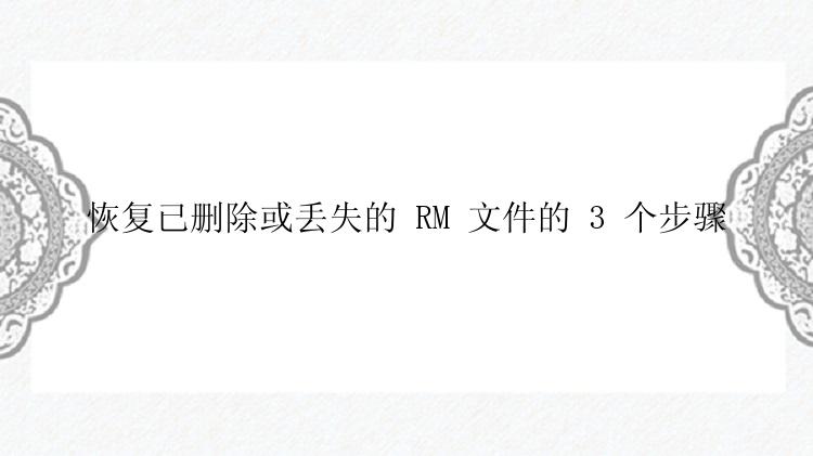 恢复已删除或丢失的 RM 文件的 3 个步骤