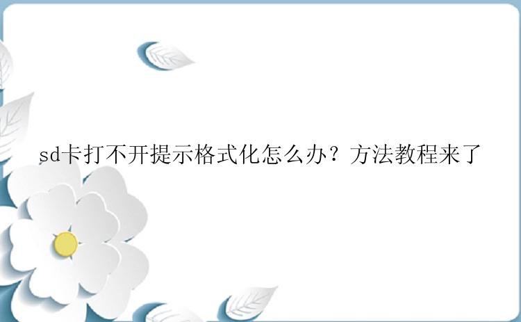 sd卡打不开提示格式化怎么办？方法教程来了