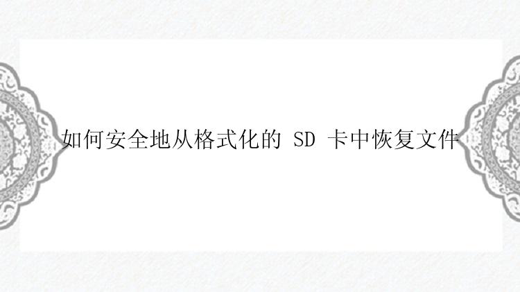 如何安全地从格式化的 SD 卡中恢复文件