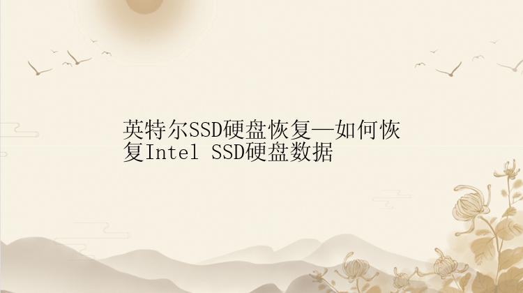 英特尔SSD硬盘恢复—如何恢复Intel SSD硬盘数据