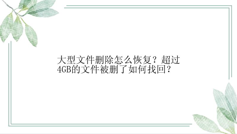 大型文件删除怎么恢复？超过4GB的文件被删了如何找回？