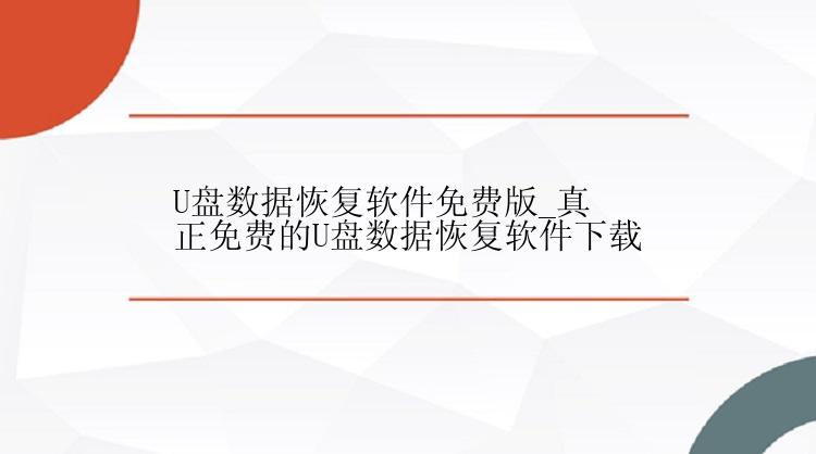 U盘数据恢复软件免费版_真正免费的U盘数据恢复软件下载