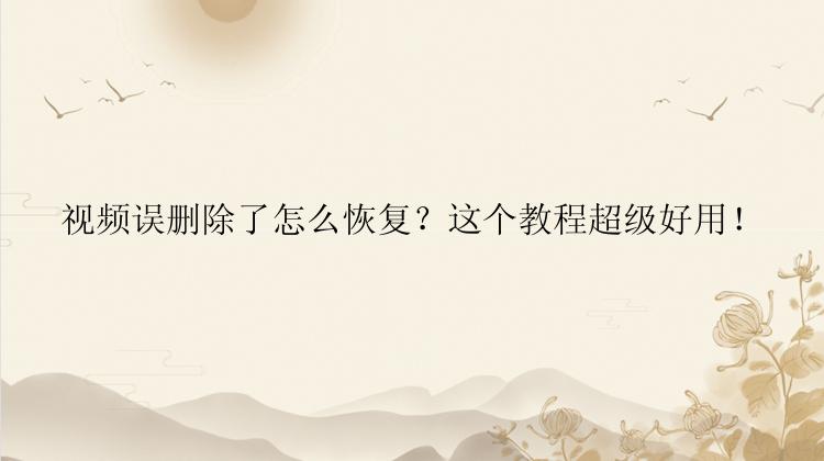 视频误删除了怎么恢复？这个教程超级好用！