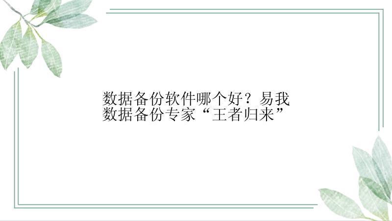 数据备份软件哪个好？易我数据备份专家“王者归来”