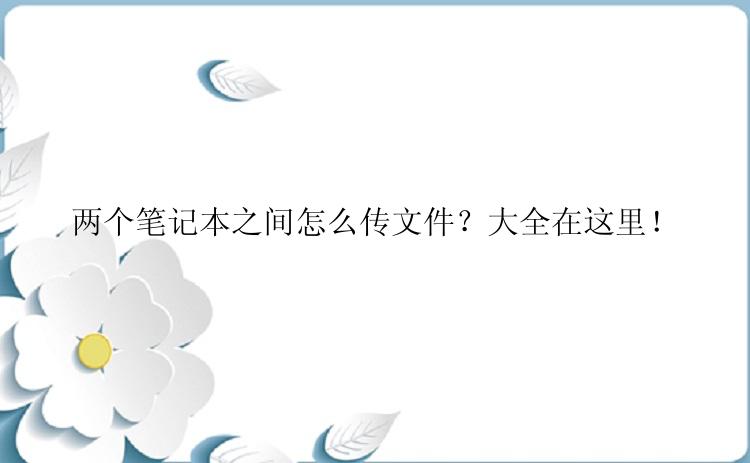 两个笔记本之间怎么传文件？大全在这里！