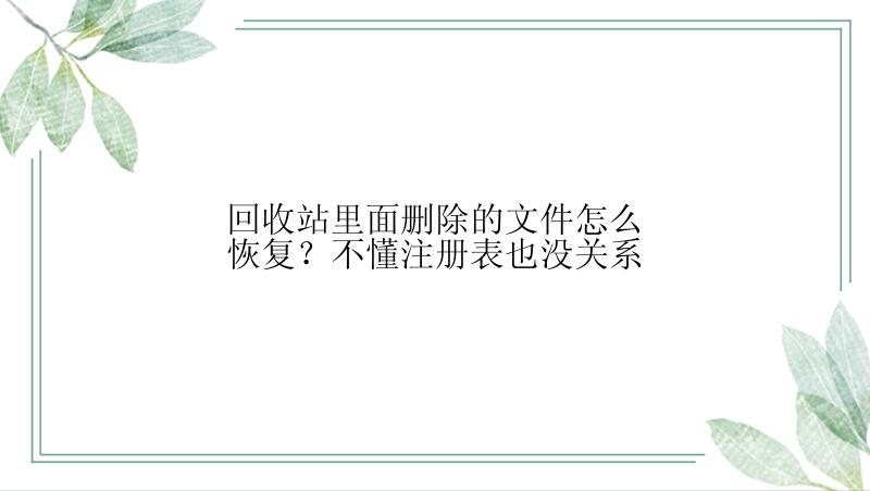 回收站里面删除的文件怎么恢复？不懂注册表也没关系