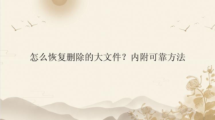 怎么恢复删除的大文件？内附可靠方法