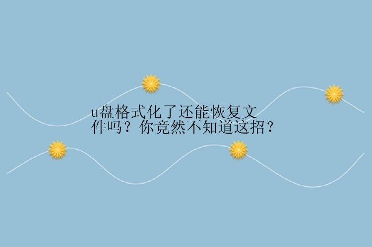 u盘格式化了还能恢复文件吗？你竟然不知道这招？