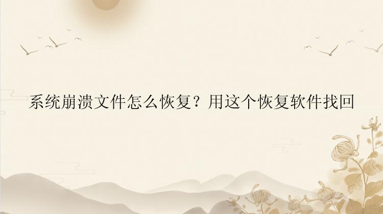 系统崩溃文件怎么恢复？用这个恢复软件找回