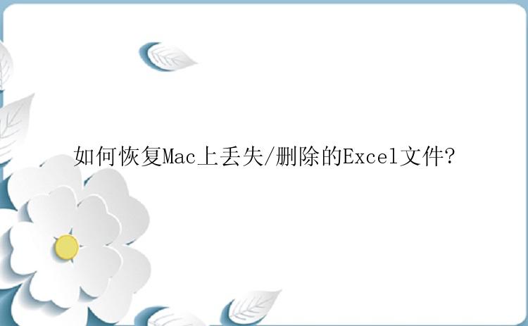 如何恢复Mac上丢失/删除的Excel文件?