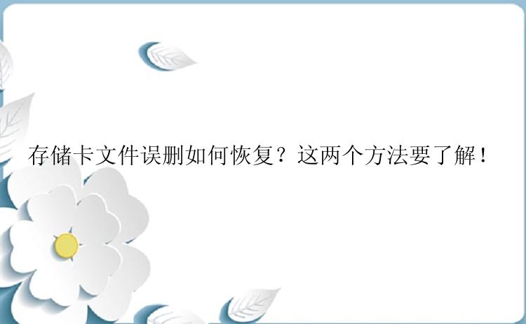 存储卡文件误删如何恢复？这两个方法要了解！