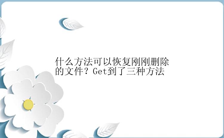 什么方法可以恢复刚刚删除的文件？Get到了三种方法