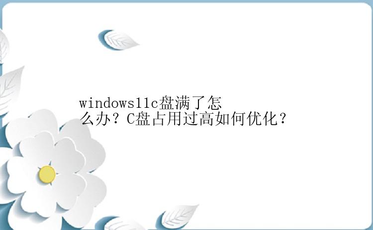 windows11c盘满了怎么办？C盘占用过高如何优化？