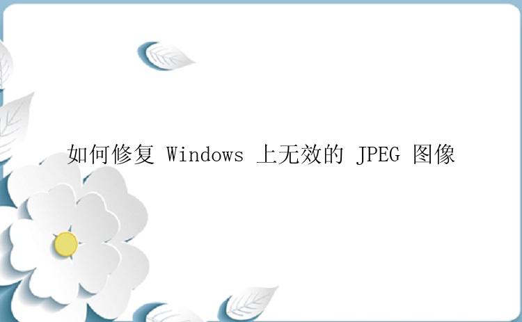 如何修复 Windows 上无效的 JPEG 图像