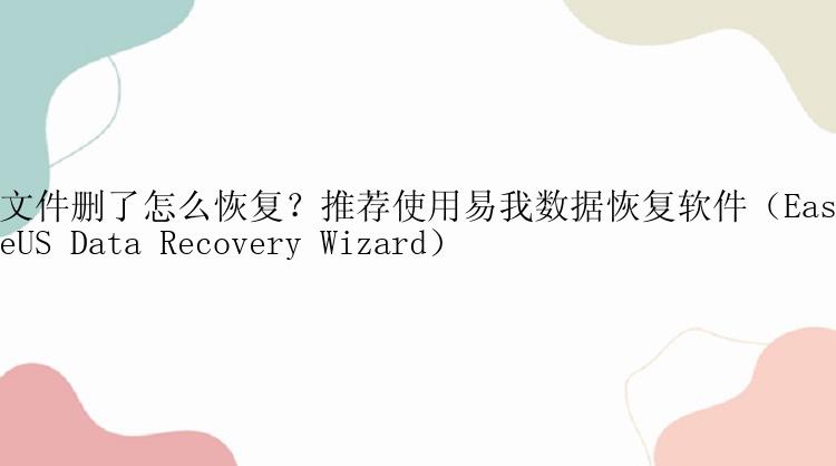 文件删了怎么恢复？推荐使用易我数据恢复软件（EaseUS Data Recovery Wizard）