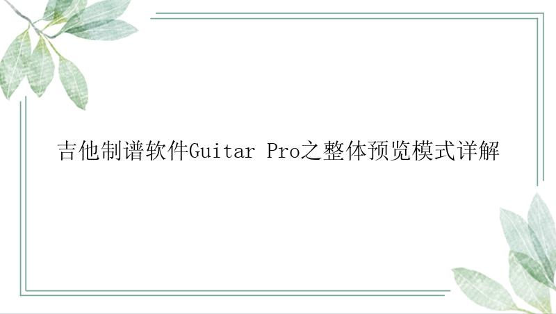 吉他制谱软件Guitar Pro之整体预览模式详解