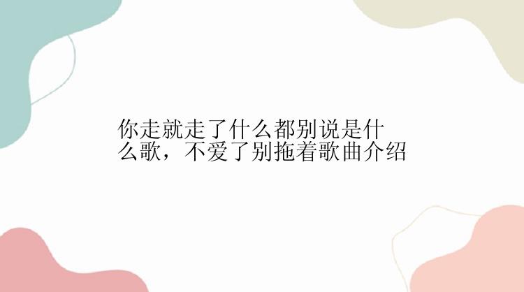 你走就走了什么都别说是什么歌，不爱了别拖着歌曲介绍