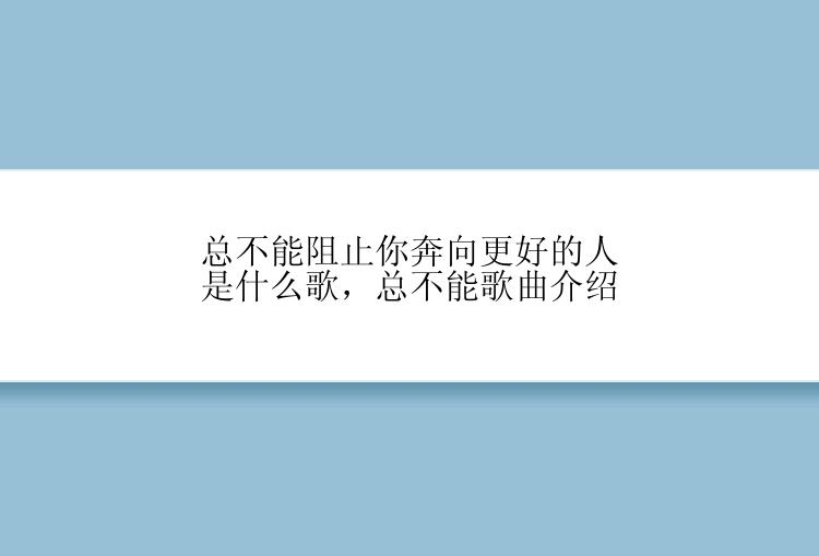 总不能阻止你奔向更好的人是什么歌，总不能歌曲介绍