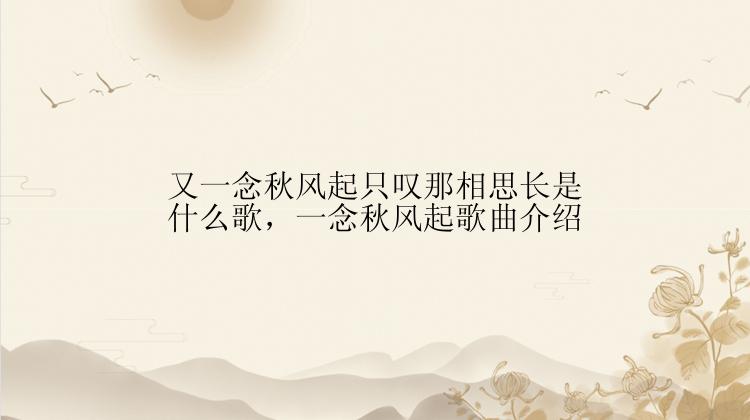 又一念秋风起只叹那相思长是什么歌，一念秋风起歌曲介绍