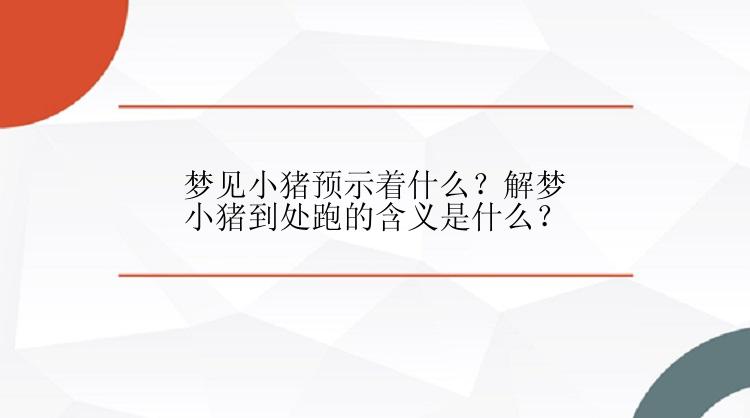 梦见小猪预示着什么？解梦小猪到处跑的含义是什么？