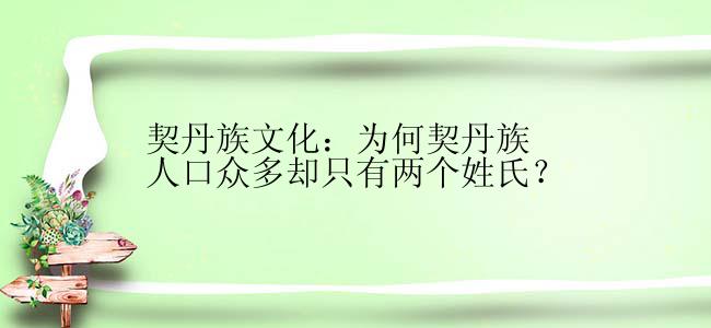 契丹族文化：为何契丹族人口众多却只有两个姓氏？