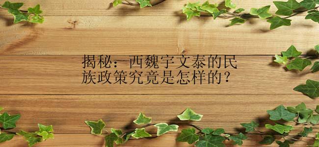 揭秘：西魏宇文泰的民族政策究竟是怎样的？