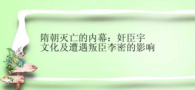 隋朝灭亡的内幕：奸臣宇文化及遭遇叛臣李密的影响