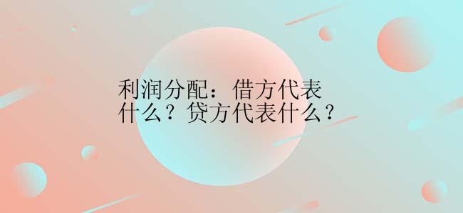 利润分配：借方代表什么？贷方代表什么？