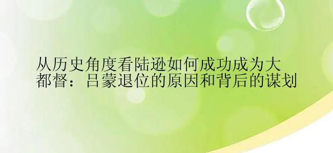 从历史角度看陆逊如何成功成为大都督：吕蒙退位的原因和背后的谋划