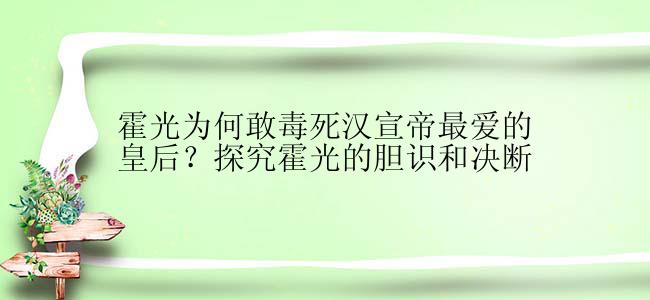 霍光为何敢毒死汉宣帝最爱的皇后？探究霍光的胆识和决断