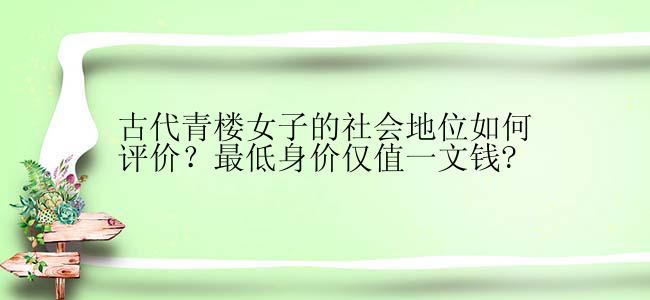 古代青楼女子的社会地位如何评价？最低身价仅值一文钱?