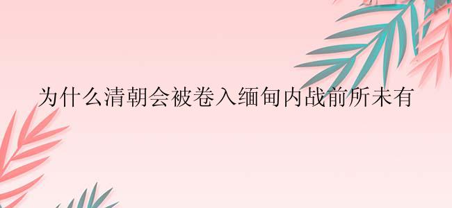 为什么清朝会被卷入缅甸内战前所未有