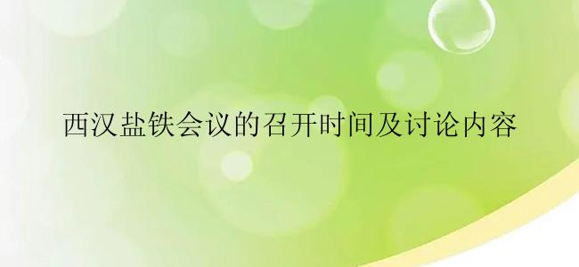 西汉盐铁会议的召开时间及讨论内容