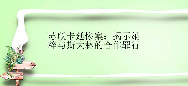 苏联卡廷惨案：揭示纳粹与斯大林的合作罪行