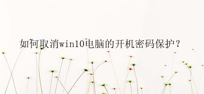 如何取消win10电脑的开机密码保护？