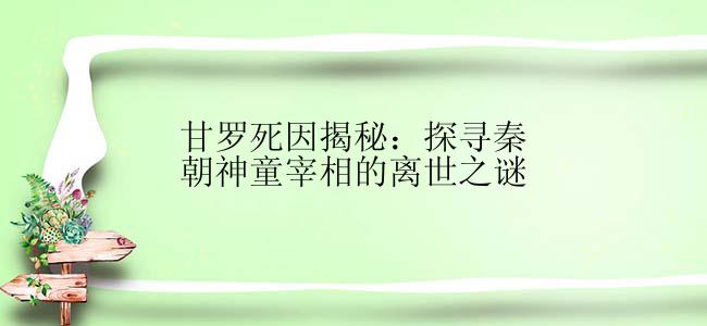 甘罗死因揭秘：探寻秦朝神童宰相的离世之谜