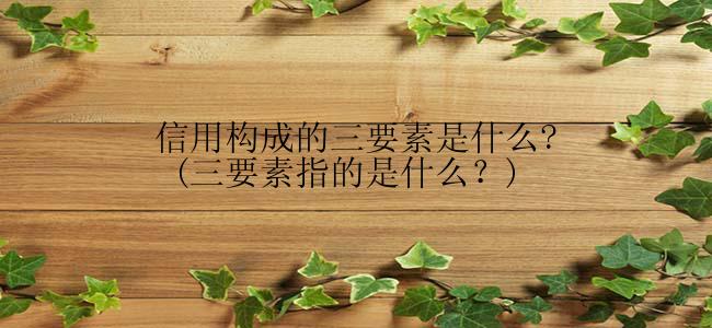 信用构成的三要素是什么? (三要素指的是什么？)