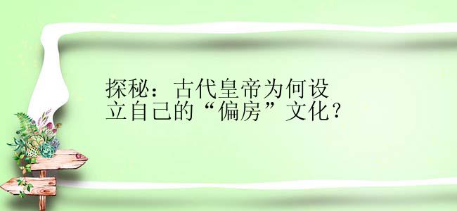 探秘：古代皇帝为何设立自己的“偏房”文化？