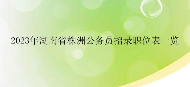 2023年湖南省株洲公务员招录职位表一览