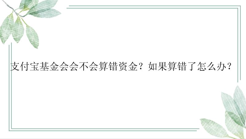 支付宝基金会会不会算错资金？如果算错了怎么办？