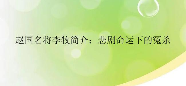 赵国名将李牧简介：悲剧命运下的冤杀