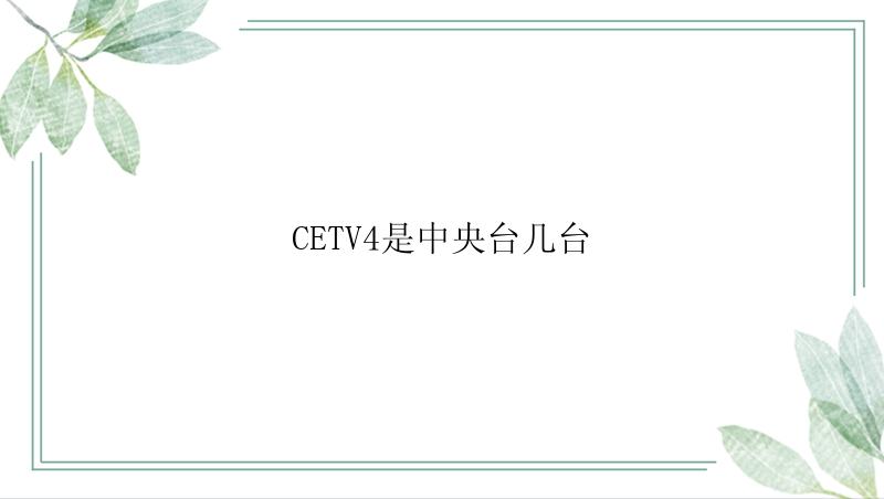 CETV4是中央台几台