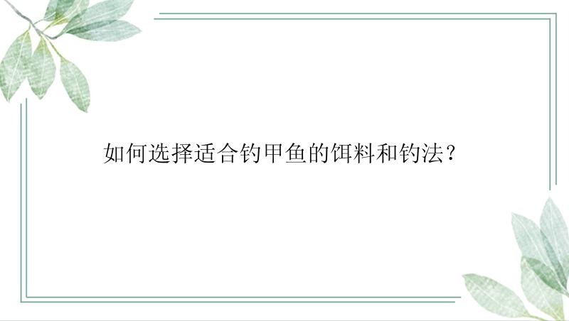 如何选择适合钓甲鱼的饵料和钓法？