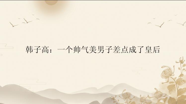 韩子高：一个帅气美男子差点成了皇后