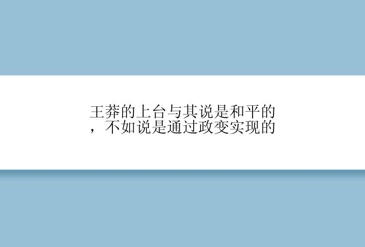 王莽的上台与其说是和平的，不如说是通过政变实现的