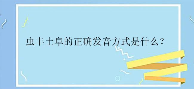 虫丰土阜的正确发音方式是什么？