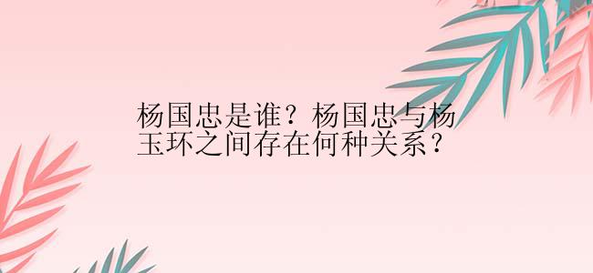 杨国忠是谁？杨国忠与杨玉环之间存在何种关系？