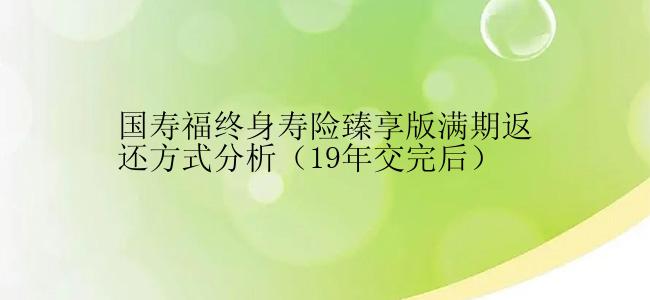 国寿福终身寿险臻享版满期返还方式分析（19年交完后）